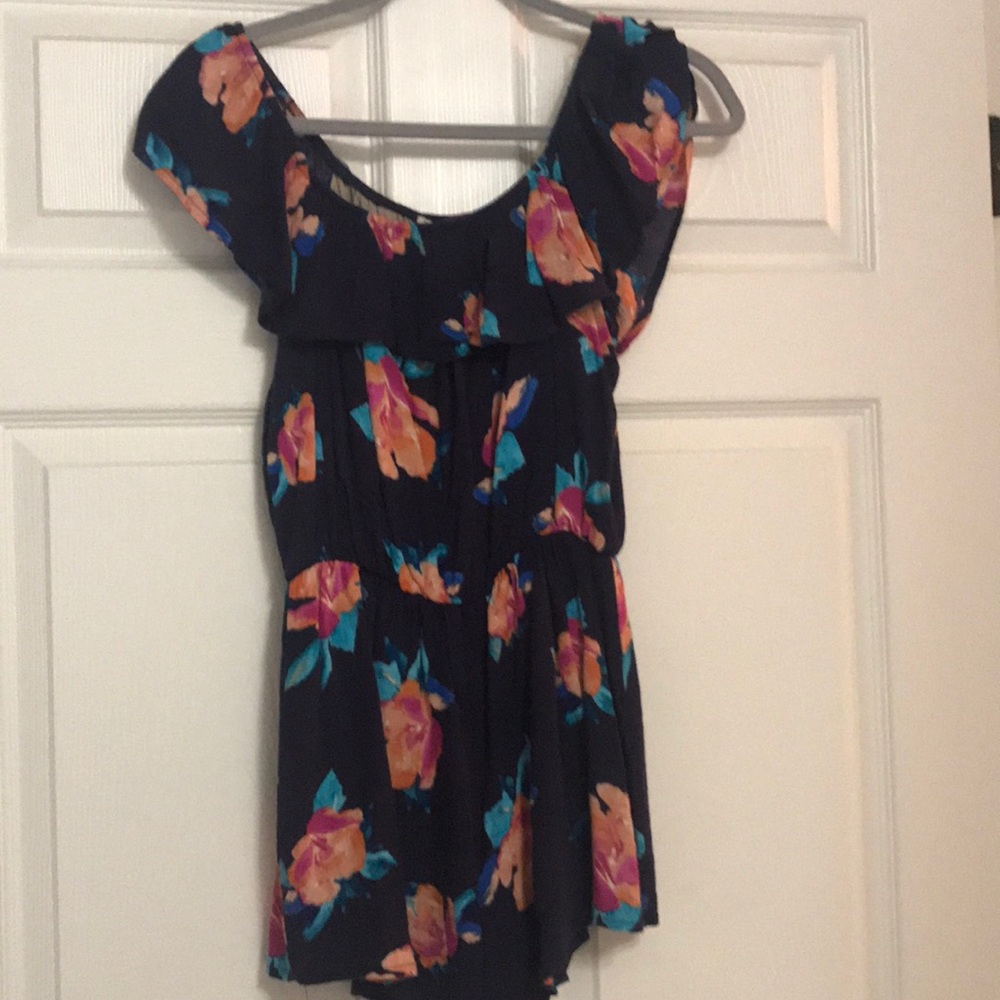 Boutique Blue Floral Romper